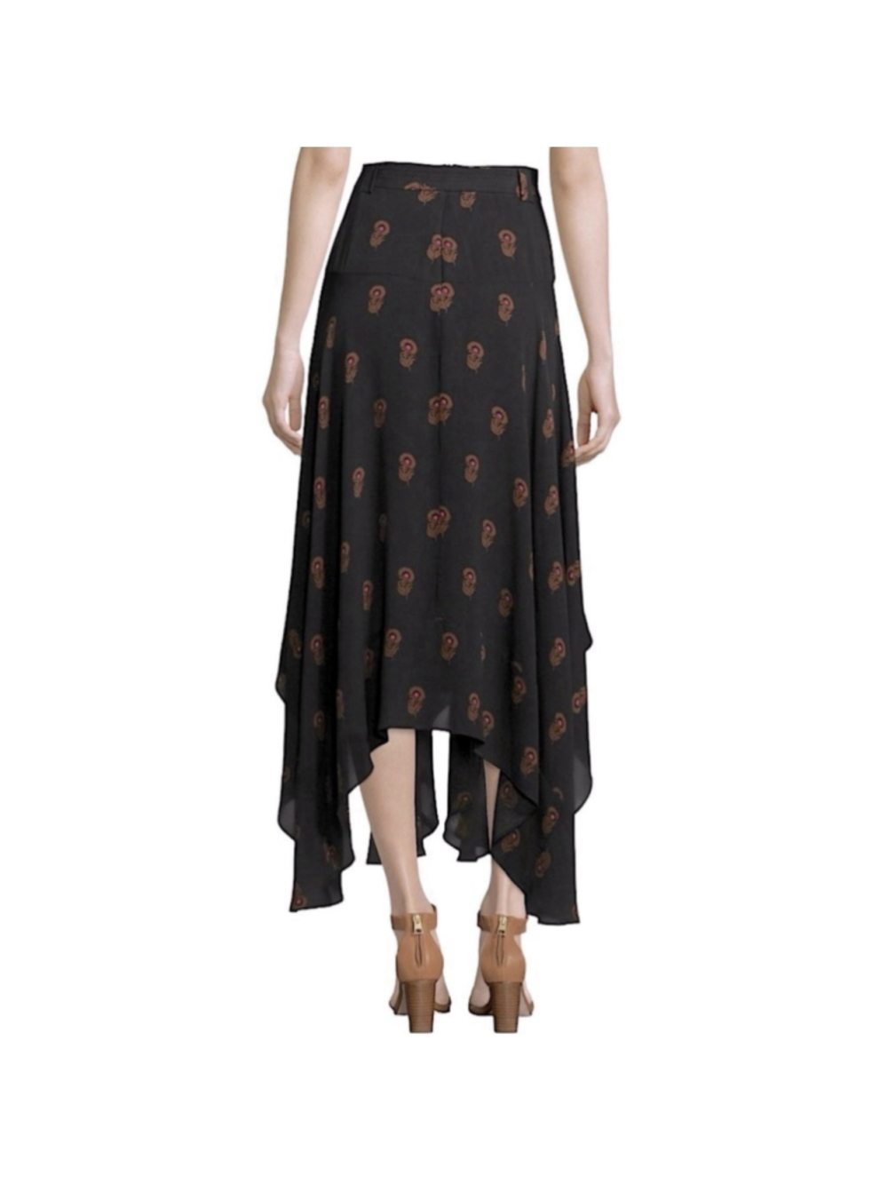 A.L.C. NEW Claudio Silk Midi Skirt 2 Dahlia Print Belted $595 Asymmetrical GORG
